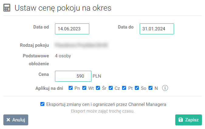 Menedżer kanałów - ceny eksportowe