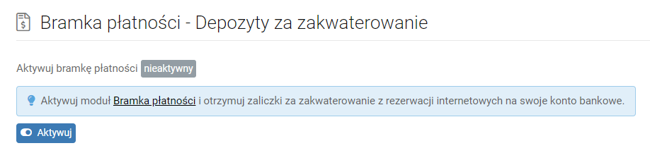 Aktywacja bramki płatności