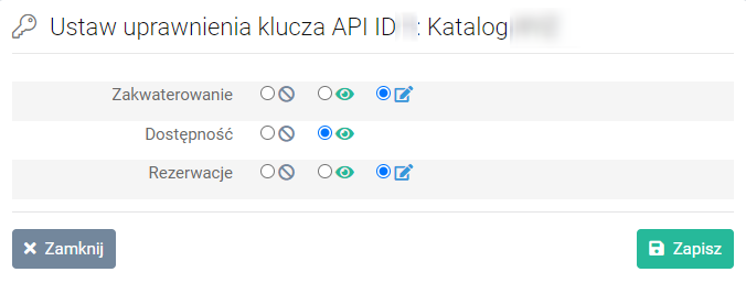  Uprawnienia klucza API