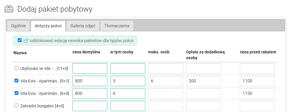 vložení balíčku